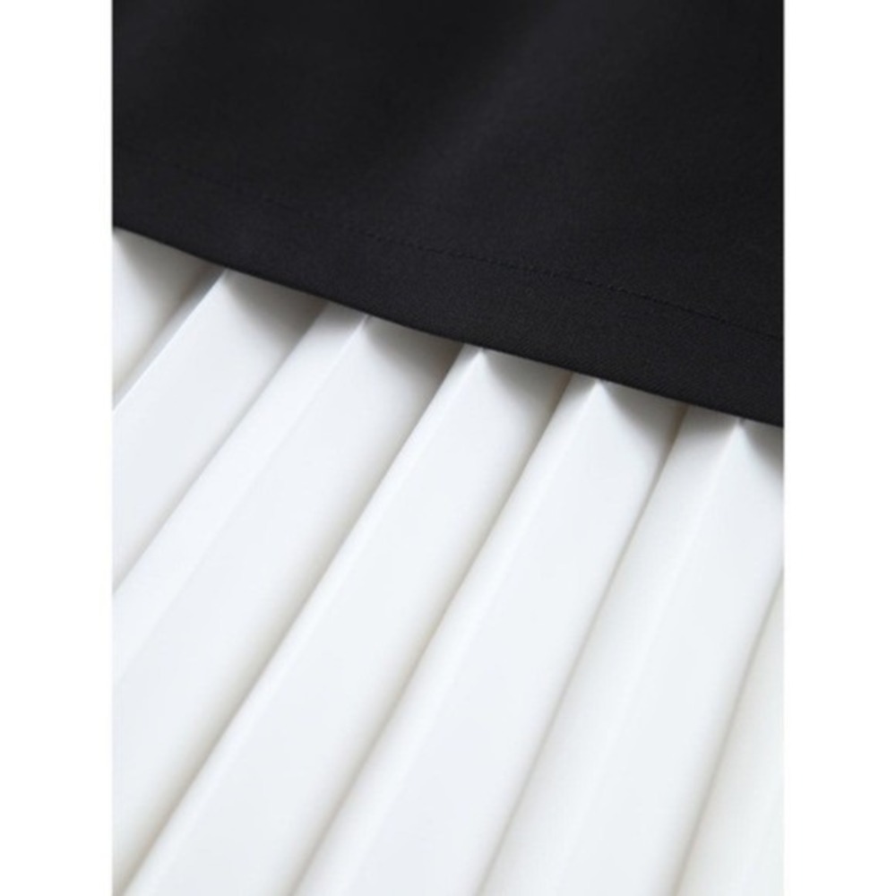Commense Pleated Midi Skirt Black White Color Block Layered Skirt size XS - Picture 14 of 15